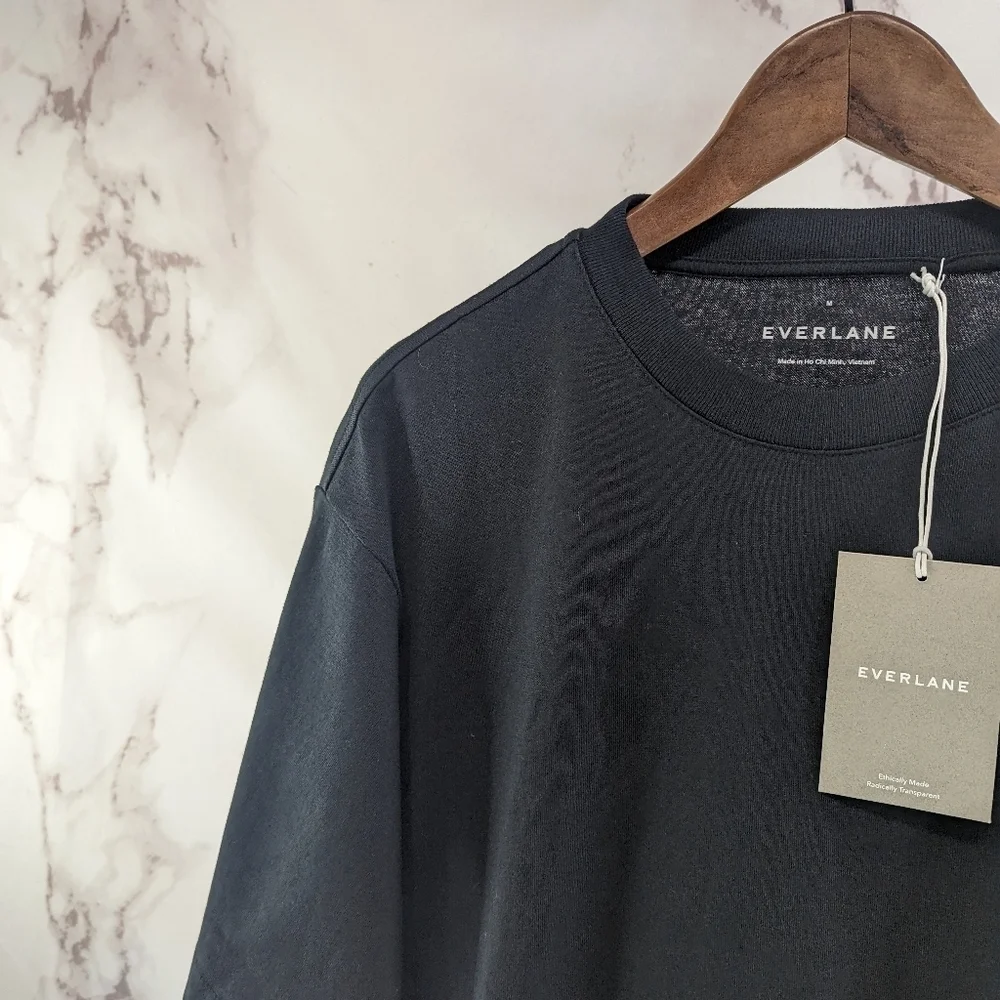 Everlane T Shirt Mens Medium Black Short Sleeve The Premium Weight Tee - Picture 3 of 14
